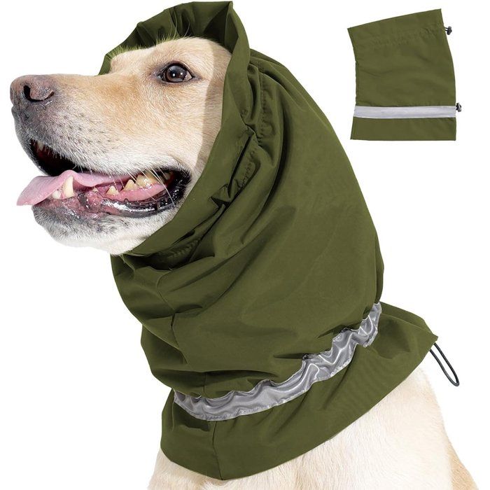 Cache-oreilles chien vert armée S 30-44 cm imperméable neige pluie apaisant