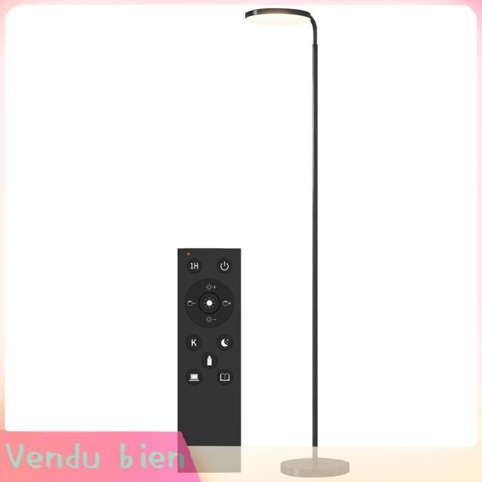 LIA Lampadaire LED lampe sur pied à intensité variable tête rotative 350 ° télécommande magnétique 41x25x177cm noir