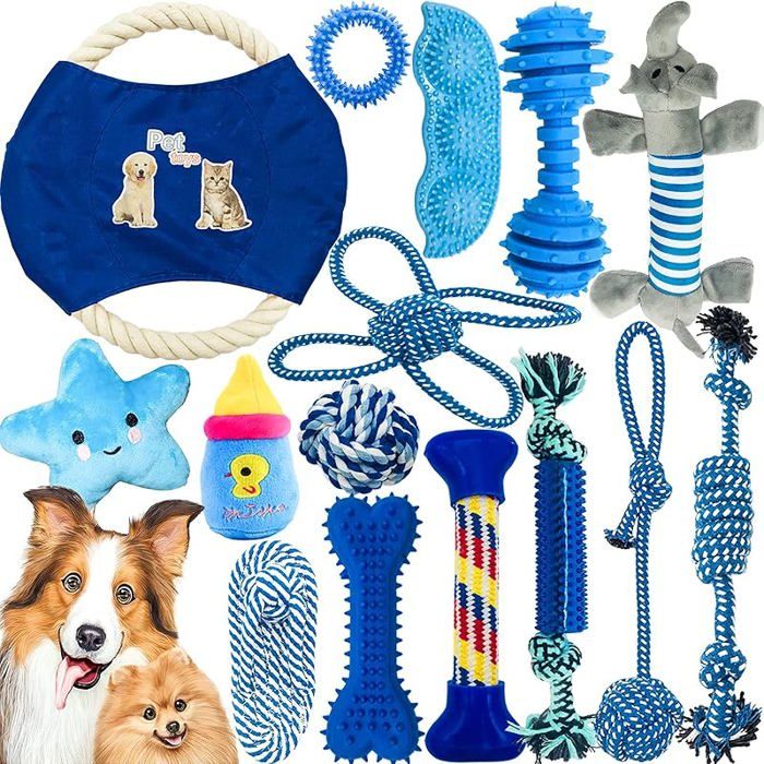 Ensemble Lot de 15 de Jouets durables mâcher Corde Jouet Solitude Petits et Moyens Chiens santé Chien Peluche JOUET