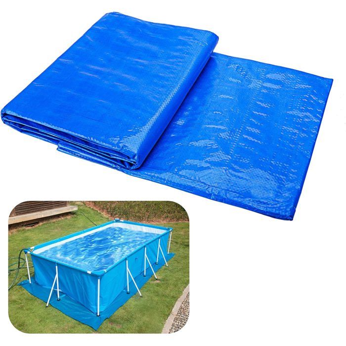 Tapis de sol pour piscine - PZCC - 97 x 67 pieds - PE (polyéthylène) - Rectangulaire - Bleu