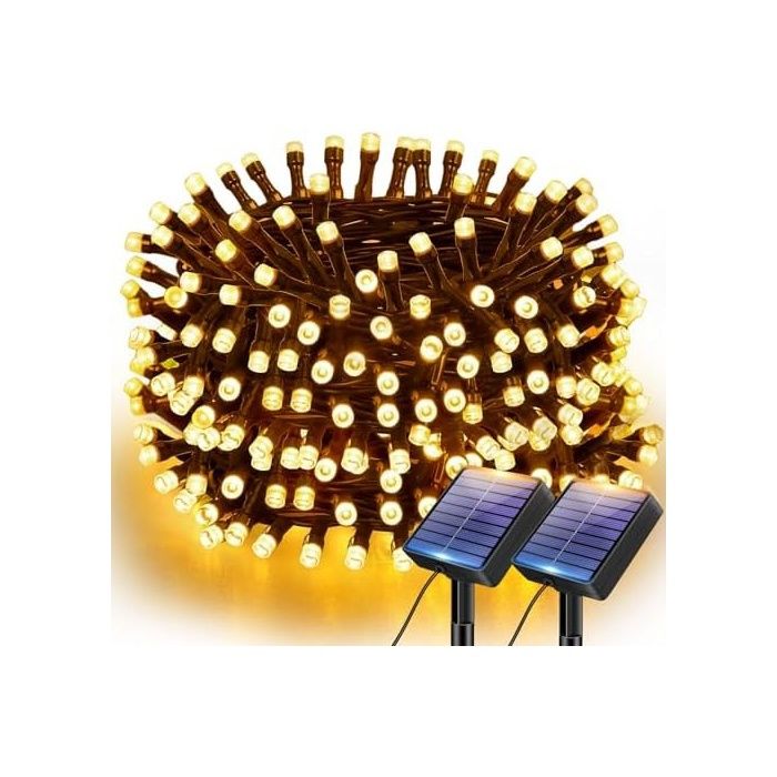Lot de 2 Guirlande Solaire Exterieur Jin 6M 60 LED Guirlande Lumineuse Exterieure Solaire IP65 Blan GUIRLANDE LUMINEUSE DEXTERIEU