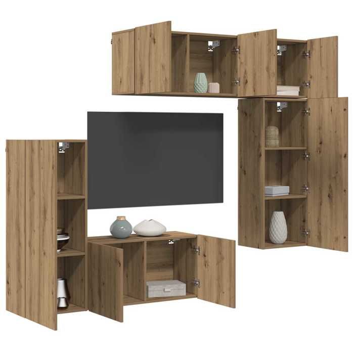 NEW Marron Meuble télé - vidaXL - Unité murale de TV 5 pc Chêne artisanal Bois dingénierie - design moderne(5parcel)5672855