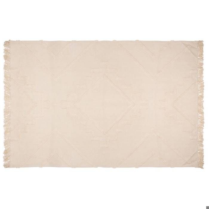 Tapis Inca coton tufté blanc ivoire 120x170cm - Atmosphera Créateur dintérieur