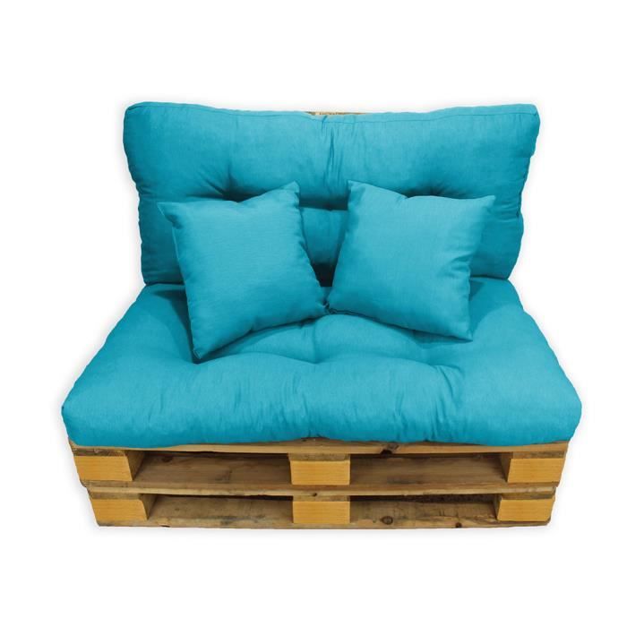 Set 4 Pièces Coussins de Pallete d'extérieur 120x80 cm Bleu - Acomoda Textil