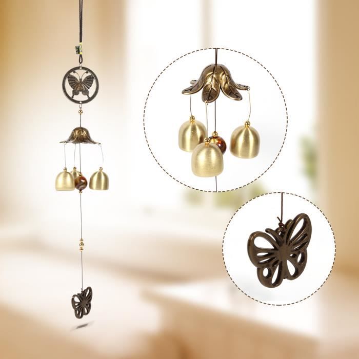 Carillon éolien En Fer Vitrail En Forme De Papillon, 70 Cm De
