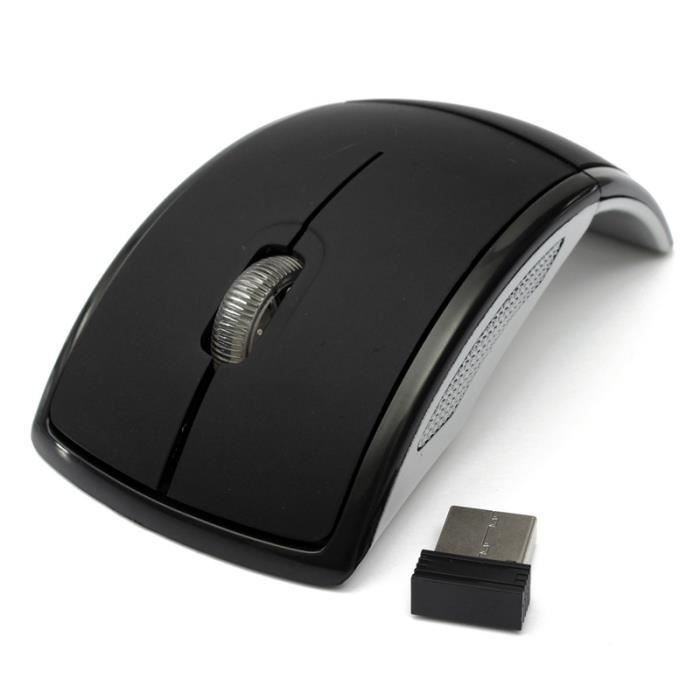Souris Noir  2.4 Ghz 7 Couleur Sans Fil Pliable Arc Pliant Souris / Souris + Usb 2.0 Récepteur Pour Pc Portable Voyage
