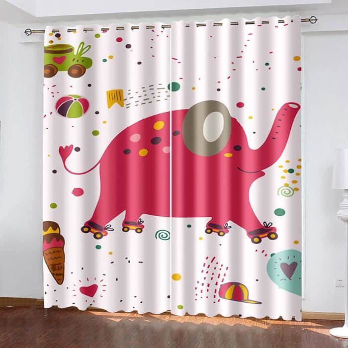 Rideau Occultant Éléphant Mignon Thermique Insonorisation 60x120cm x
