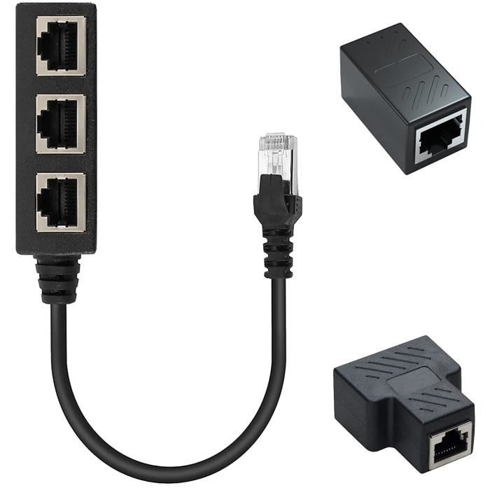 Coupleur Rj45 1 MâLe à 3 Femelle Adaptateur Rj45 1 MâLe Vers 2 Femelles Multiprise  Ethernet RéPartiteur Switch Ports Multi Spl[1568] - Cdiscount Informatique