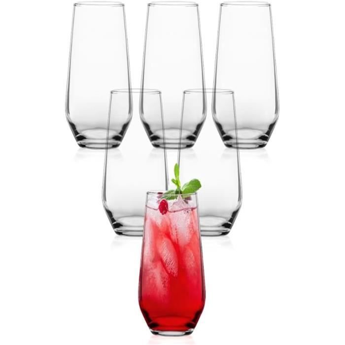Sendez Lot De 6 Verres Noirs 420 Ml - Verres à Eau, Jus, Cocktails Et Long Drink Élégants