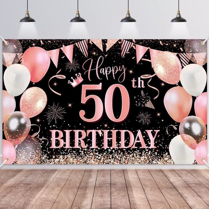 Décorations Anniversaire 50 Ans Or Noir - Bannière, Ballons & Accessoires Complets Pour Une Fête Inoubliable