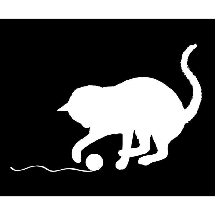 Sticker Decoration Chat Joue Avec Sa Pelote De Laine x30 Cm Blanc Chat027 Cdiscount Maison
