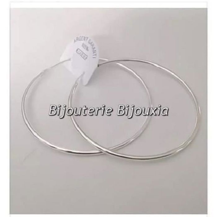 Boucles D'oreilles Créoles Ondulées En Argent Massif 925 - 3.5 Cm