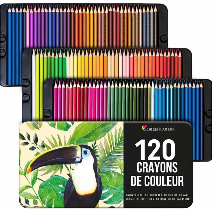 120 Crayons De Couleur, Avec Boîte En Métal Set De 120 Couleurs