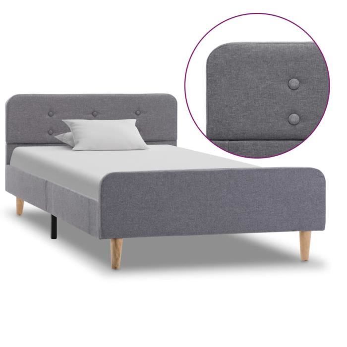 Luxueux - Lit adulte Scandinave Structure de lit - Lit enfant Lit Simple Cadre de lit Gris clair - Tissu 100 x 200 cm