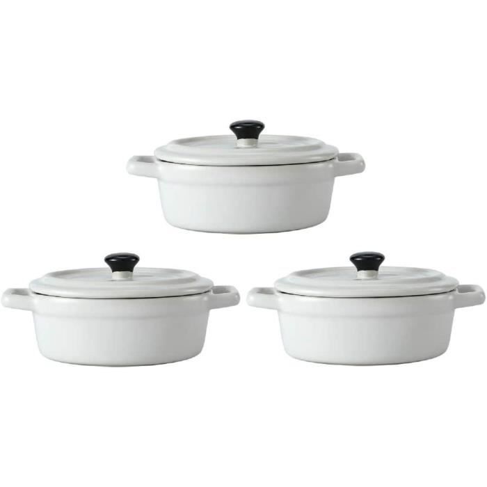 Hobby Tech Lot De 6 Mini-Cocottes Double Poignées Avec Couvercle - Marron