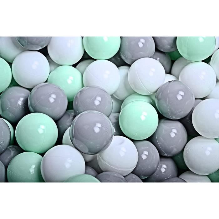 MEOWBABY – Lot De 50 Balles De Piscine ∅7 Cm, Pastel Blanc/gris/rose, Souples Et Sécurisées, Pour Parc, Piscine Sèche Ou Bain