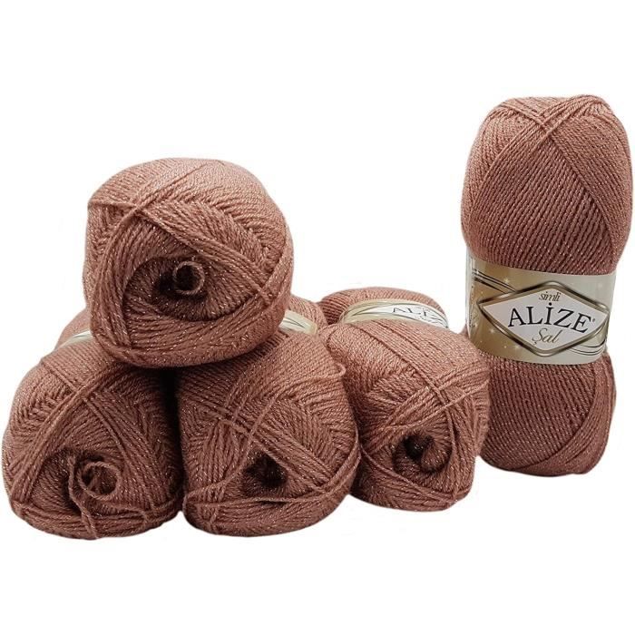 Alize Lot de 5 pelotes de laine pailletée SAL SIMLI pour tricot et crochet,  500 g métallisé – Laine (vieux rose 173) [458] - Cdiscount Beaux-Arts et  Loisirs créatifs