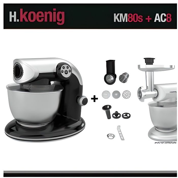 Robot pétrin KM80 Noir + Accessoires Koenig 1000W
