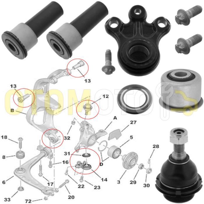 Kit bras de suspension avant compatible PEUGEOT 407 508 CITROEN C5 C6