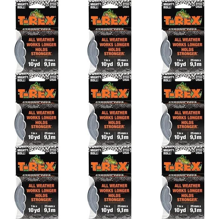 T Rex Tape 241330 Lot de 9 rouleaux de ruban adhésif étanche Gris
