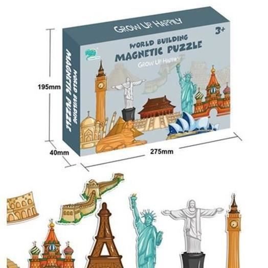 Puzzle magnétique carte du monde pour enfants, jouets d