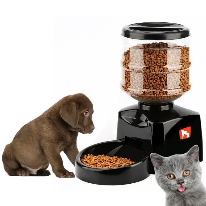 Distributeur automatique programmable de nourriture 5 5L avec enregistrement vocal pour chien chat (1-3 repas par jour)