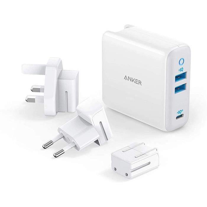 Anker Chargeur USB C, Chargeur 65W GaN et PIQ 3.0 2 Ports Type-C avec Un  Port PD 45 W, PowerPort III 3 Ports 65W, Prises É167 - Cdiscount Téléphonie