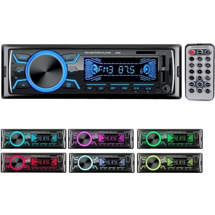 Autoradio Bluetooth Poste Radio Voiture,1Din 2Ports USB Charge Rapide