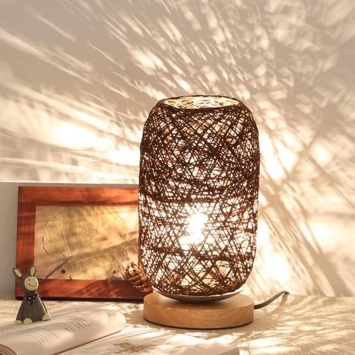 Salon Mignon Lampe De Chevet Led En Rotin Lampe De Table Branche Par Usb Decoration Pour Salon Chambre Cadeau Noel Marron Achat Vente Salon Mignon Lampe De Cheve Cdiscount