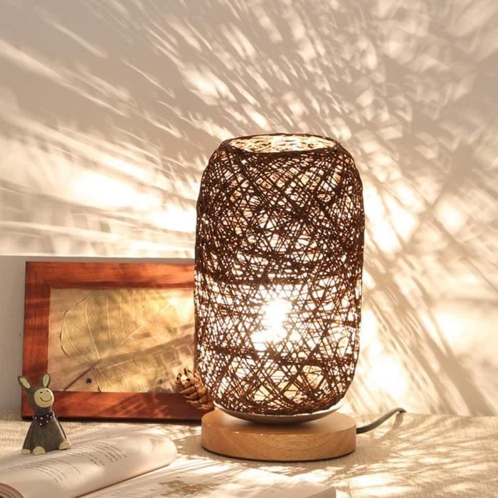 Paire de lampe de chevet en rotin