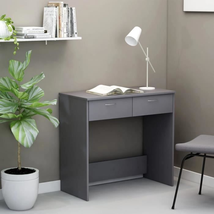 Bureau Avec Rangement Avec 2 Tiroirs Agglomere Gris Bureau D Ordinateur Table De Bureau 80 X 40 X 75 Cm Achat Vente Bureau Armoire De Bureau Soldes Sur Cdiscount Des Le 20 Janvier Cdiscount