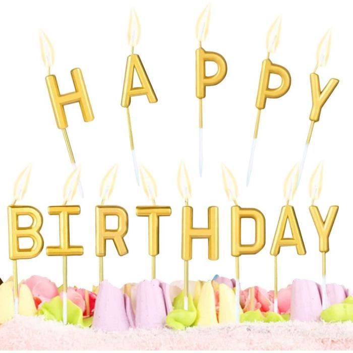Bougies De Joyeux Anniversaire Bougie De Gateau D Anniversaire Happy Birthday Lettre Cupcake Toppers Metallique B9 Cdiscount Maison