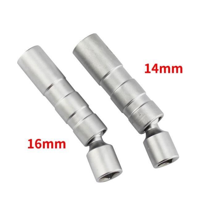 Lot De 2 Clés à Bougie Magnétiques 14mm & 16mm - 12 Points Avec Aimants Puissants, Outil Universel Pour Bougies D'Allumage Auto Et Moto