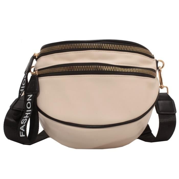 Sac banane beige Demi cercle sac de taille en cuir sacs de banlieue mode sac banane sens du luxe pour dam Cdiscount Bagagerie Maroquinerie