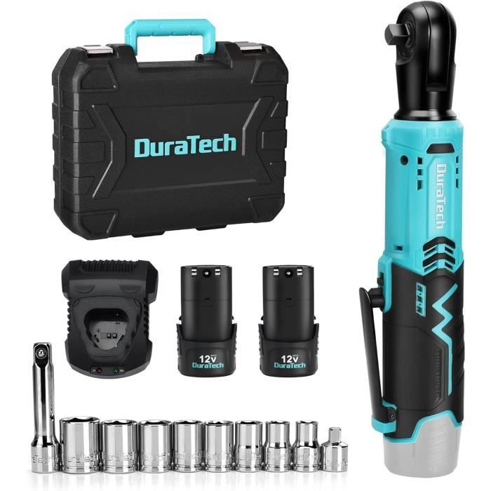 Clé à cliquet sans fil électrique 3/8 , Feytory 40Nm, avec 2 Batteries et 7 Douilles - Bricolage