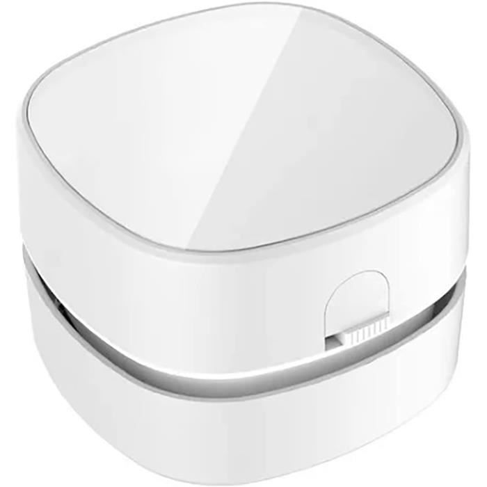 Mini Aspirateur De Table, Rechargeable Aspirateur De Bureau Poussière Pour Table Bureau Coussin Voiture Clavier, Ramasse Miette, Avec Usb Et Brosse Blanc