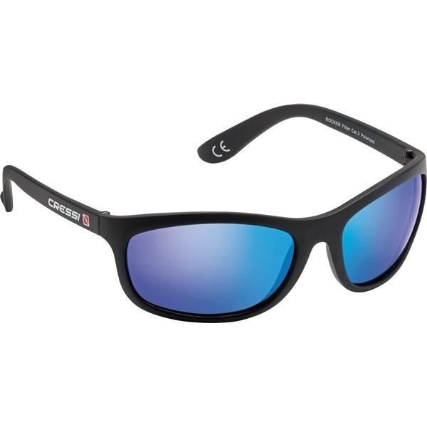 lunettes de soleil enveloppantes pour homme - cressi - rocker - verres bleus polarisés
