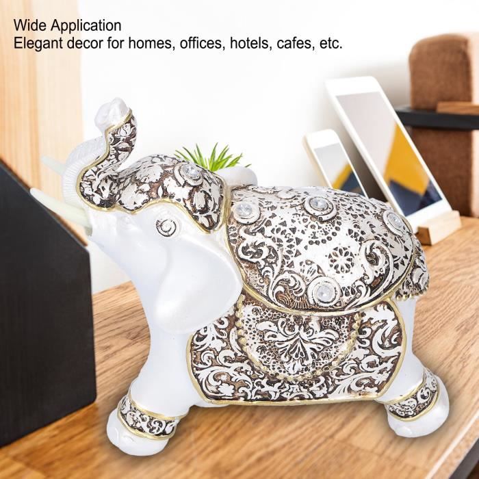 Couple D'Éléphants Feng Shui Dorés – Statues Résine Porte-Bonheur, Richesse & Amour, Figurine Déco Maison Ou Voiture, Idéal Mariage & Cadeau
