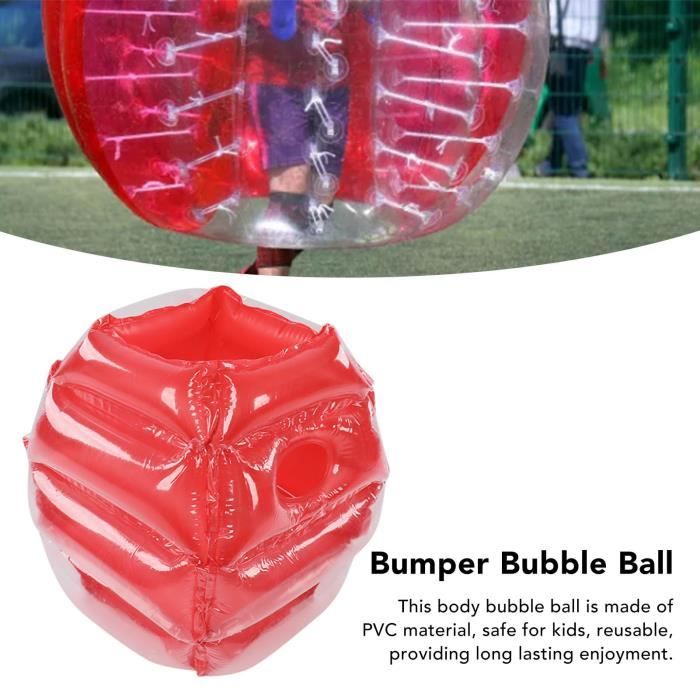 Boule à Bulles Gonflable 120 Cm Adulte – Bubble Football Pare-Chocs Rouge Transparent Avec Poignées