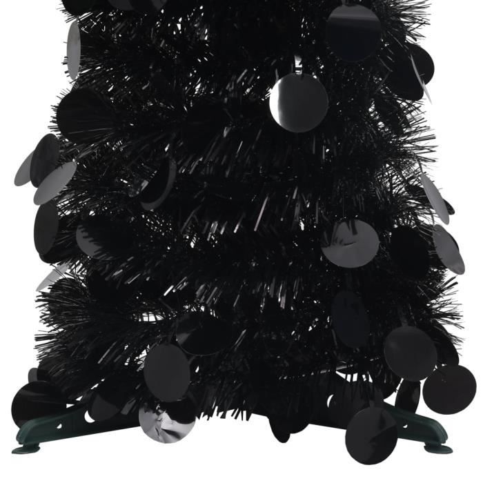 Sapin De Noël Artificiel 150 Cm Noir - Avec Pied En Métal - Facile à Monter