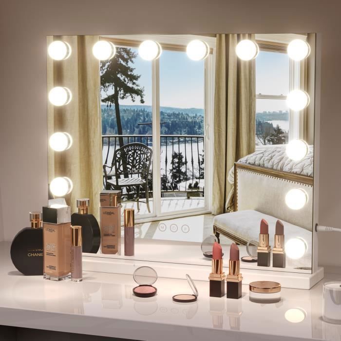 Miroir Coiffeuse Hollywood BokiHuk - 14 Ampoules LED - Lumière Blanc - Neuf