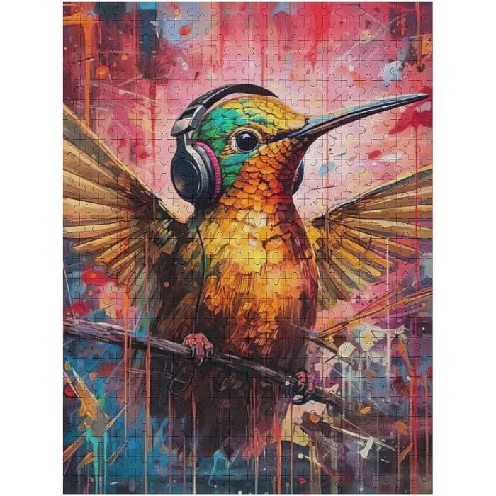 Puzzle 1000 Pièces Colibri Violet – 70x50cm, Carton Recyclable, Poster Inclus, Défi Pour Adultes