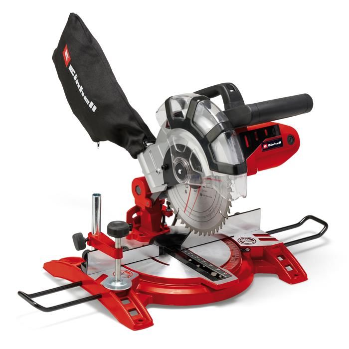 Einhell Scie à onglet TC-MS 2112 (1600 W Largeur de coupe maximale : 120 mm Table pivotante Tête de scie inclinable)