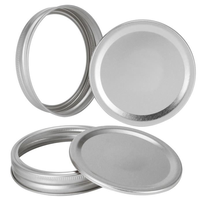 QUARKZMAN Couvercles de Mise en Conserve, 80 Pièces - Couvercles de Bocaux en Fer Blanc à Ouverture Régulière, Étanches et Adaptés à la Conservation (Argent