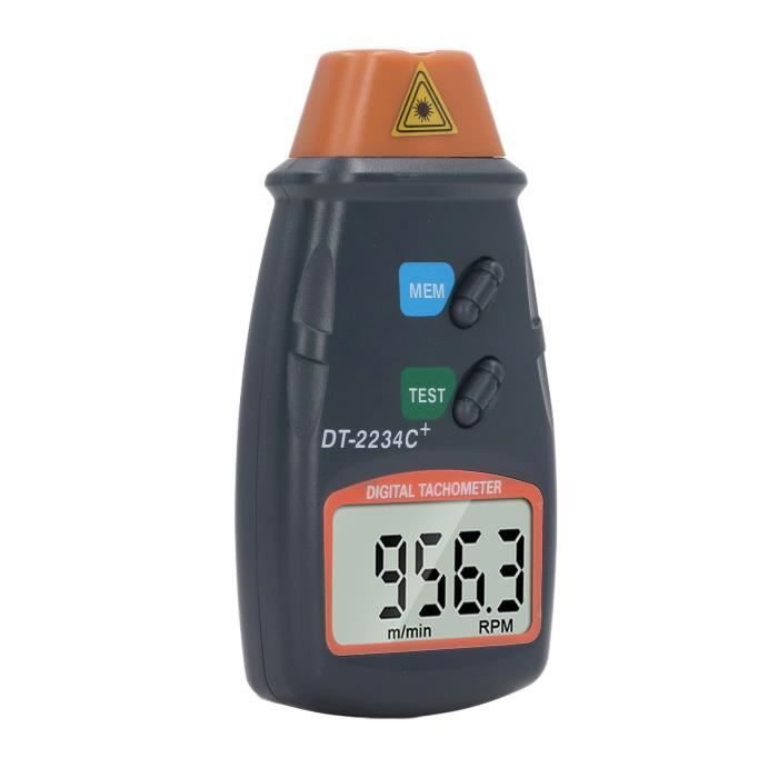 Tachymètre Numérique 9V - Mesure 2,5-99999 Tr/min - Distance 50-500mm - Affichage LCD Rétroéclairé