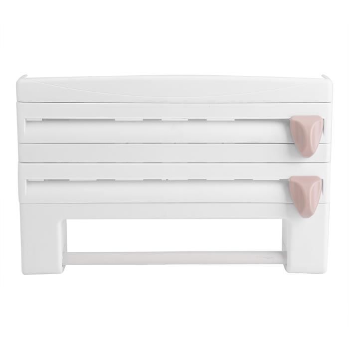 JOYOLA 4 Paires Support Film Alimentaire Autocollant - Organiseur Cuisine Porte-Sac Poubelle Mural, Rangement Armoire Salle De Bain