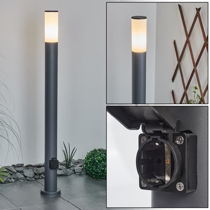 Lampe de jardin - HOFSTEIN - Zogno - Métal noir et plastique blanc - Hauteur 110 cm - IP44 Lampe de jardin - HOFSTEIN - Zogno - Métal noir et plastique blanc - Hauteur 110 cm - IP44