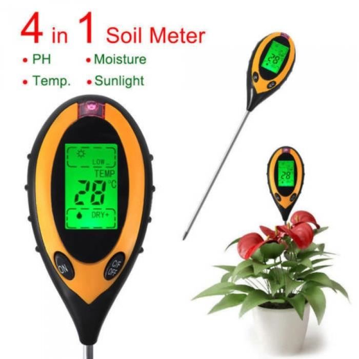 Hygromètre Instrument de mesure de sol pH - température - humidité - testeur de lumière solaire Meter