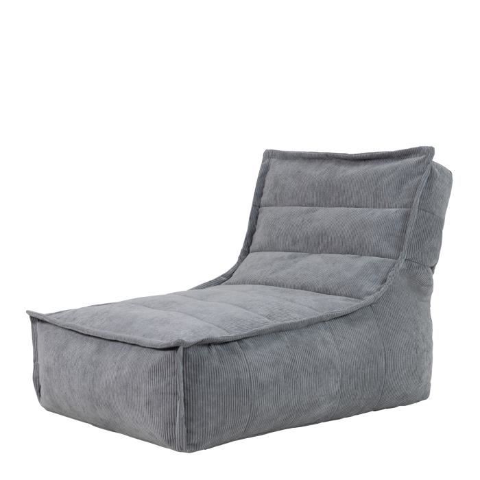 pouf chaise longue en velours côtelé otto - icon - gris - 1 personne - intérieur