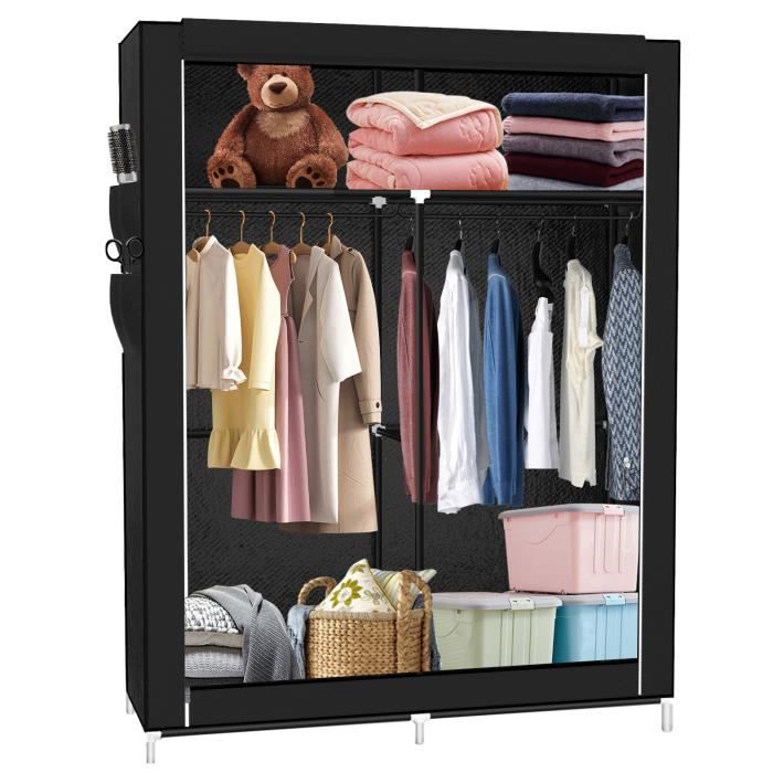 GOLDCMN PENDERIE SOUPLE Armoire à quatre compartiments avec 2 tringles pour suspendre vêtements cravates etc.